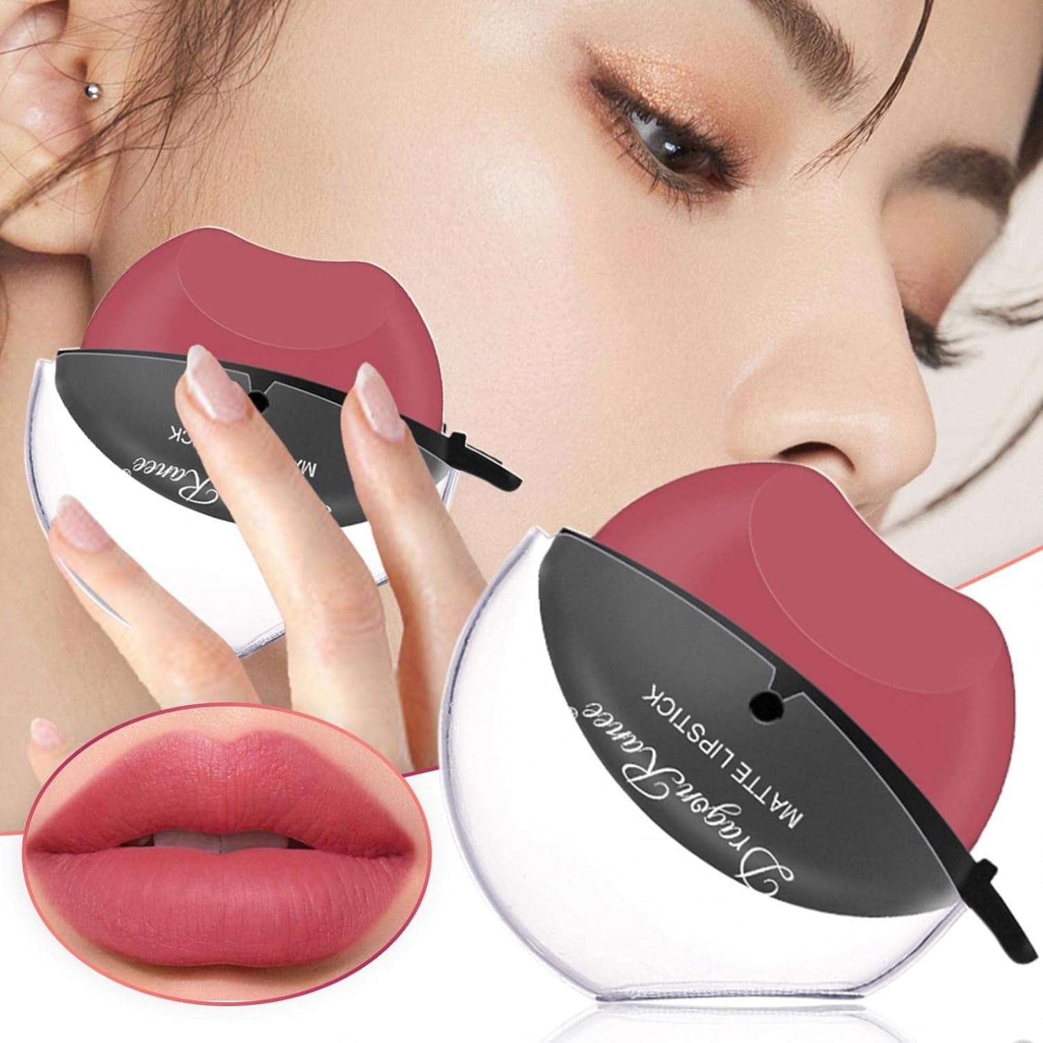 Matte Velvet Lip Shape Lip Gloss Long Lasting High-Pigment Non-Stick Cup Lazy People Lipstick Lip Makeup Gift