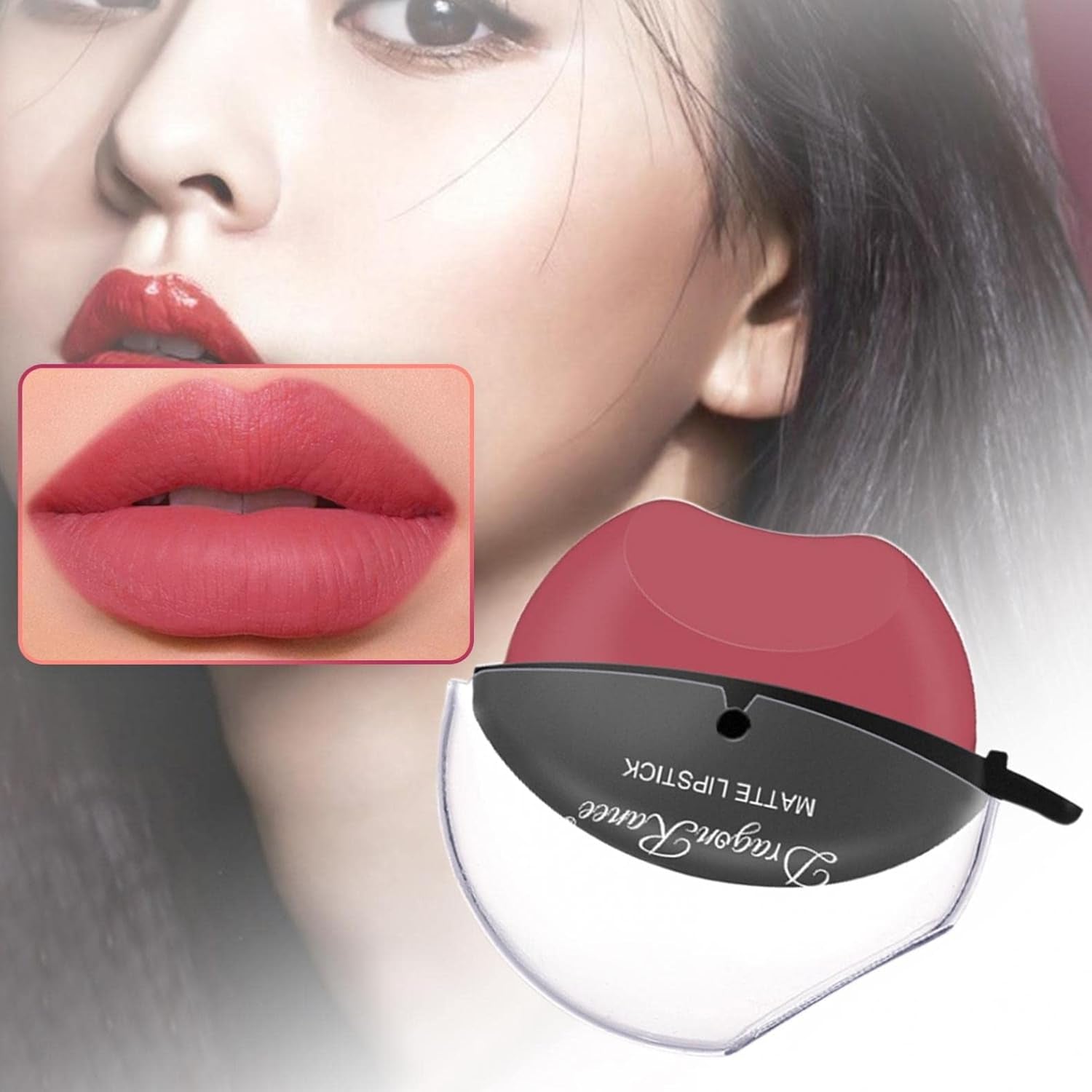 Matte Velvet Lip Shape Lip Gloss Long Lasting High-Pigment Non-Stick Cup Lazy People Lipstick Lip Makeup Gift