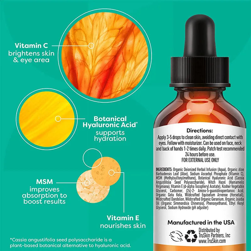 30Ml Vitamin C Serum for Face anti Aging Facial Serum Vitamin E and Hyaluronic Acid Brightening Dark Spots for Skin Care